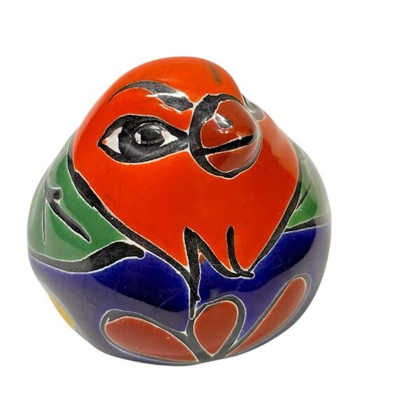 Talavera Bird Hand-Painted Terracotta Mexican Folk Art with Ties 4" Long - Picture 7 of 8